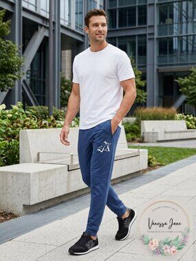 AX Armani Exchange Mens Fleece Logo Joggers, Size XL/Blue